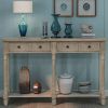 TREXM Console Table Sofa Table Easy Assembly with Two Storage Drawers and Bottom Shelf for Living Room, Entryway (Grey Wash)