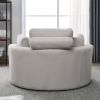 [Video] Welike Swivel Accent Barrel Modern Sofa Lounge Club Big Round Chair with Storage Ottoman Linen Fabric for Living Room Hotel with Pillows . *2P