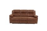 1pc Motion Sofa Only Dark Brown Color Breathable Leatherette Leatherette 3-Seat Couch Plush Armrest Cushion Seating Relax Living Room Furniture