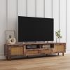 Farmhouse TV Stand Modern Wood Media Entertainment Center Console Table with 2 Doors and 2 Open Shelves