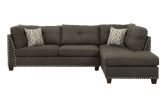 ACME Laurissa Sectional Sofa & Ottoman (2 Pillows) in Charcoal Linen 54375