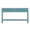TREXM Rustic Entryway Console Table, 60" Long Sofa Table with two Different Size Drawers and Bottom Shelf for Storage (Turquoise Green)