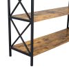 3 Tier Console Table for Entryway with Drawer and 2 Open Storage; Industrial Sofa Table with Storage for Living Room; Narrow Console Table with X Desi