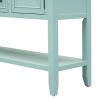 TREXM Cambridge Series Ample Storage Vintage Console Table with Four Small Drawers and Bottom Shelf for Living Rooms, Entrances and Kitchens (Retro Bl