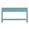 TREXM Rustic Entryway Console Table, 60" Long Sofa Table with two Different Size Drawers and Bottom Shelf for Storage (Turquoise Green)