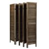 Sycamore wood 8 Panel Screen Folding Louvered Room Divider - brown