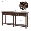 TREXM Rustic Brushed Texture Entryway Table Console Table with Drawer and Bottom Shelf for Living Room (Espresso)