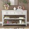 Console Table with Wood Frame and Legs; Sofa Table Entryway Table with 3 Drawers and 2 Open Shelves Antique White