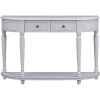 TREXM Retro Circular Curved Design Console Table with Open Style Shelf Solid Wooden Frame and Legs Two Top Drawers (Gray Wash)