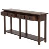 TREXM Rustic Brushed Texture Entryway Table Console Table with Drawer and Bottom Shelf for Living Room (Espresso)