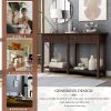 TREXM Rustic Brushed Texture Entryway Table Console Table with Drawer and Bottom Shelf for Living Room (Espresso)