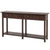 TREXM Rustic Brushed Texture Entryway Table Console Table with Drawer and Bottom Shelf for Living Room (Espresso)