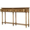 TREXM Console Table Sofa Table Easy Assembly with Two Storage Drawers and Bottom Shelf for Living Room, Entryway (Old Pine)