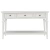 TREXM Classic Retro Style Console Table with Three Top Drawers and Open Style Bottom Shelf, Easy Assembly (Antique White)