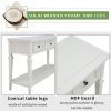 TREXM Classic Retro Style Console Table with Three Top Drawers and Open Style Bottom Shelf, Easy Assembly (Antique White)