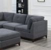 Ash Grey Chenille Fabric Modular Sectional 6pc Set Living Room Furniture Corner Sectional Couch 3x Corner Wedge 2x Armless Chairs and 1x Ottoman Tufte