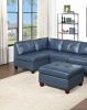 Genuine Leather Ink Blue Tufted 6pc Modular Sofa Set 2x Corner Wedge 3x Armless Chair 1x Ottoman Living Room Furniture Sofa Couch