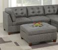 Living Room Furniture Antique Grey Modular Sectional 6pc Set Breathable Leatherette Tufted Couch 2x Corner Wedge 2x Armless Chairs and 2x Ottoman L-Sh