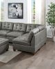 Living Room Furniture Antique Grey Modular Sectional 7pc Set Breathable Leatherette Tufted Couch 2x Corner Wedge 4x Armless Chairs and 1x Ottoman U-Sh