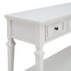 TREXM Classic Retro Style Console Table with Three Top Drawers and Open Style Bottom Shelf, Easy Assembly (Antique White)