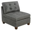 Living Room Furniture Antique Grey Modular Sectional 7pc Set Breathable Leatherette Tufted Couch 2x Corner Wedge 3x Armless Chairs and 2x Ottoman L-Sh