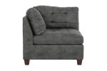 Living Room Furniture Antique Grey Modular Sectional 6pc Set Breathable Leatherette Tufted Couch 2x Corner Wedge 2x Armless Chairs and 2x Ottoman L-Sh