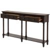 TREXM Console Table Sofa Table Easy Assembly with Two Storage Drawers and Bottom Shelf for Living Room, Entryway (Espresso)