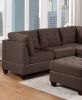 Modular Sectional 6pc Set Living Room Furniture Corner Sectional Tufted Nail heads Couch Black Coffee Linen Like Fabric 3x Corner Wedge 2x Armless Cha