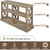 TREXM Console Table with 3-Tier Open Storage Spaces and 'X' Legs, Narrow Sofa Entry Table for Living Room, Entryway and Hallway (White Wash)