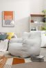 Soft Cotton Linen Fabric Bean Bag Chair Filled With Memory Sponge,Ivory