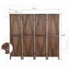 6 FT Folding Room Divider, 4-Panel Wood Privacy Screen, Portable Room Partition, Freestanding Wall Divider, Brown