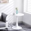 Modern 23.6'' Diameter Solid Metal Base White Round End Table