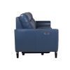 Leather Reclining Sofa - Motion Furniture Look without Compromise - Dual-Power, Ocean Blue Top-Grain Leather