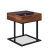 Sara II End Table in Espresso PU; Walnut & Sandy Black