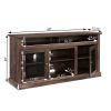 Contemporary TV Media Stand Modern Entertainment Console with 18" Fireplace Insert for TV Up to 65" with Open and Closed Storage Space, Brown, 60"W*15