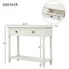 TREXM Daisy Series Console Table Traditional Design with Two Drawers and Bottom Shelf (Ivory White)