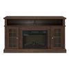Classic TV Media Stand Modern Entertainment Console with 23" Fireplace Insert for TV Up to 65" with Open and Closed Storage Space, Espresso, 58.25"W*1