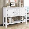 TREXM Cambridge Series Ample Storage Vintage Console Table with Four Small Drawers and Bottom Shelf for Living Rooms, Entrances and Kitchens (White, O