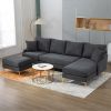 110'' Wide Reversible Left or Right Chaise of Sectional Sofa U-Shape Convertible Sofa Couch 4-Seat Couch with Chaise Lounge Upholstered for Living Roo