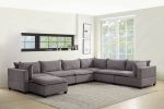 Madison Light Gray Fabric 7 Piece Modular Sectional Sofa Chaise
