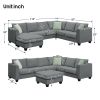 [VIDEO provided] 112*87" Sectional Sofa Couches Living Room Sets 7 Seats Modular Sectional Sofa with Ottoman L Shape Fabric Sofa Corner Couch Set with