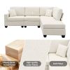 [VIDEO provided][New]89.8*60.2" Modern Sectional Sofa,5-Seat Modular Couch Set with Convertible Ottoman,L-Shape Linen Fabric Corner Couch Set with 2 P