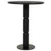 24 Inch Side End Table, Round Top with Turned Pedestal Base, Handcrafted Sandblasted Matte Black
