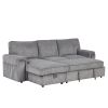 U_STYLE Upholstery Sleeper Sectional Sofa with Storage Bags and 2 cup holders on Arms