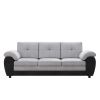 81.9‚Ä≥ Large size Three Seat Sofa,Modern Upholstered,Black leather paired with light gray velvet