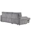 U_STYLE Upholstery Sleeper Sectional Sofa with Storage Bags and 2 cup holders on Arms