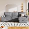 U_STYLE Upholstery Sleeper Sectional Sofa with Storage Bags and 2 cup holders on Arms