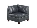 Contemporary Genuine Leather Black Tufted 6pc Modular Sectional Set 3x Corner Wedge 2x Armless Chair 1x Ottoman Living Room Furniture Sofa Couch