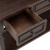 TREXM Classic Retro Style Console Table with Three Top Drawers and Open Style Bottom Shelf, Easy Assembly (Espresso)