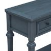 TREXM Classic Retro Style Console Table with Three Top Drawers and Open Style Bottom Shelf, Easy Assembly (Navy)